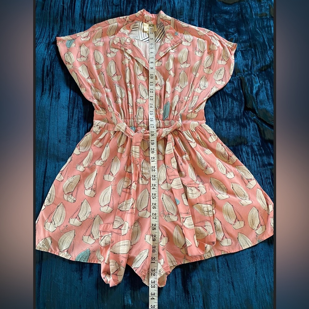 Anthropologie - Nautical Pink and White Short Sleeved Jumpsuit Romper - Small - Picture 6 of 10